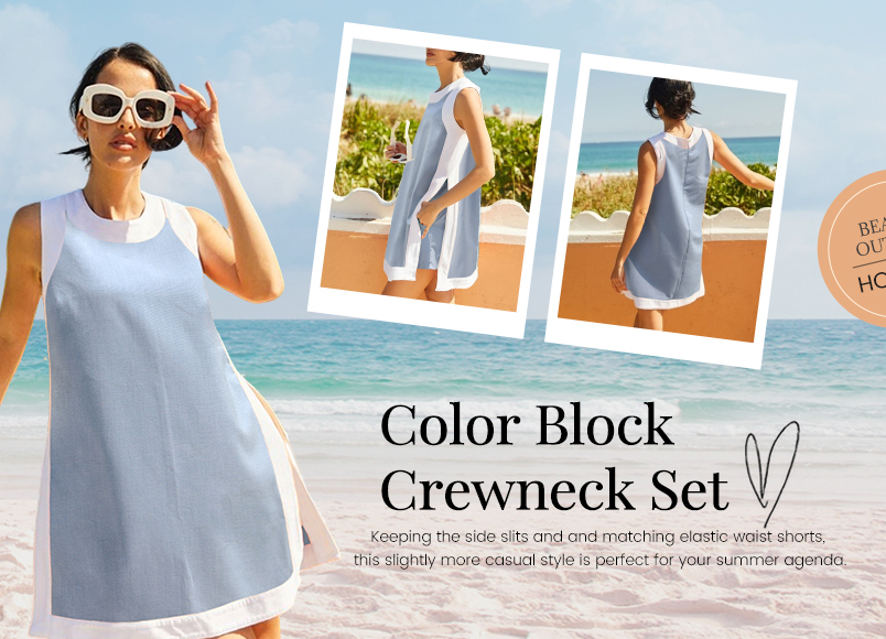 ⏰⏰Hot Sale 49% OFF🔥🎽Women's Casual Color Block Sleeveless Tops Matching Shorts🩳 with Pockets