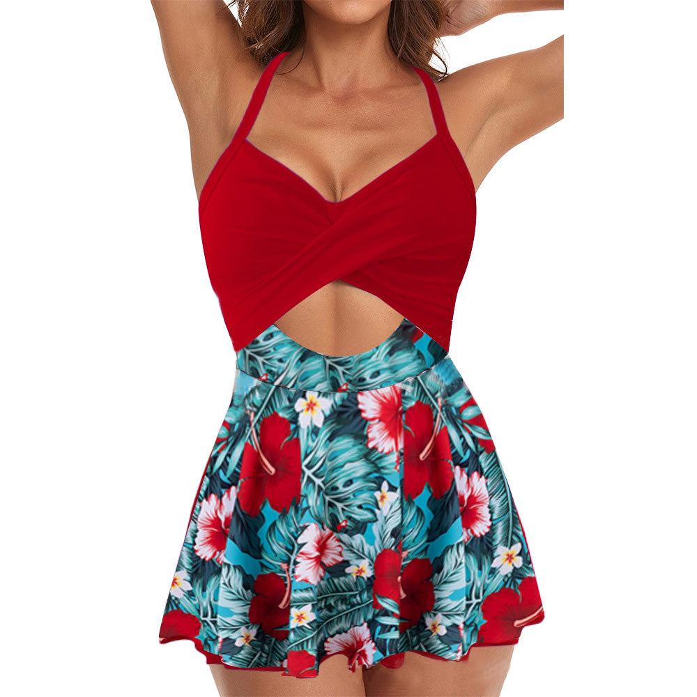 🎁New arrival 50% OFF💥🩱Women's Cutout One Piece Skirt Swimsuit