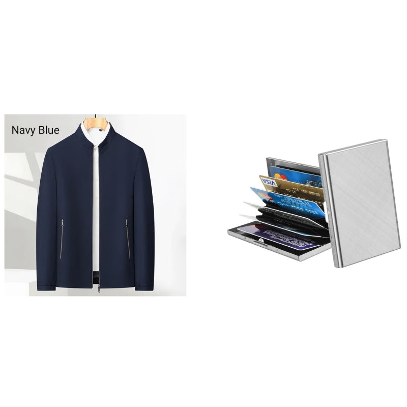 👑Casual jacket with stand-up collar and zip fastening for men