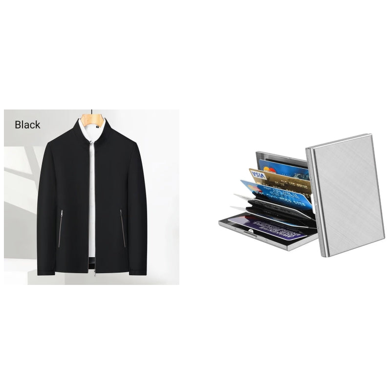 👑Casual jacket with stand-up collar and zip fastening for men