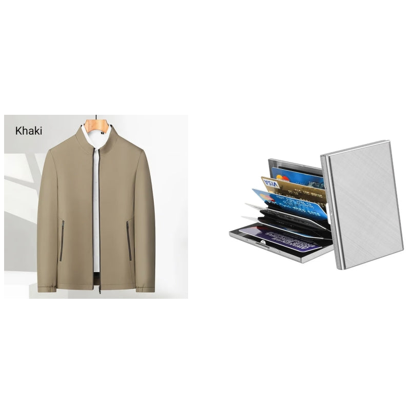 👑Casual jacket with stand-up collar and zip fastening for men
