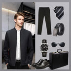 👑Casual jacket with stand-up collar and zip fastening for men