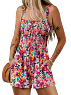 ⏰Hot Sale 49% Off💃Women's Summer Square Neck Sleeveless Loose Casual Short Smocked Romper