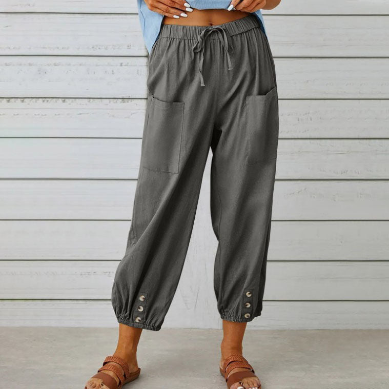 🧵2025 New Women's Summer Cotton Linen Trousers Nine Minute Trousers🍃