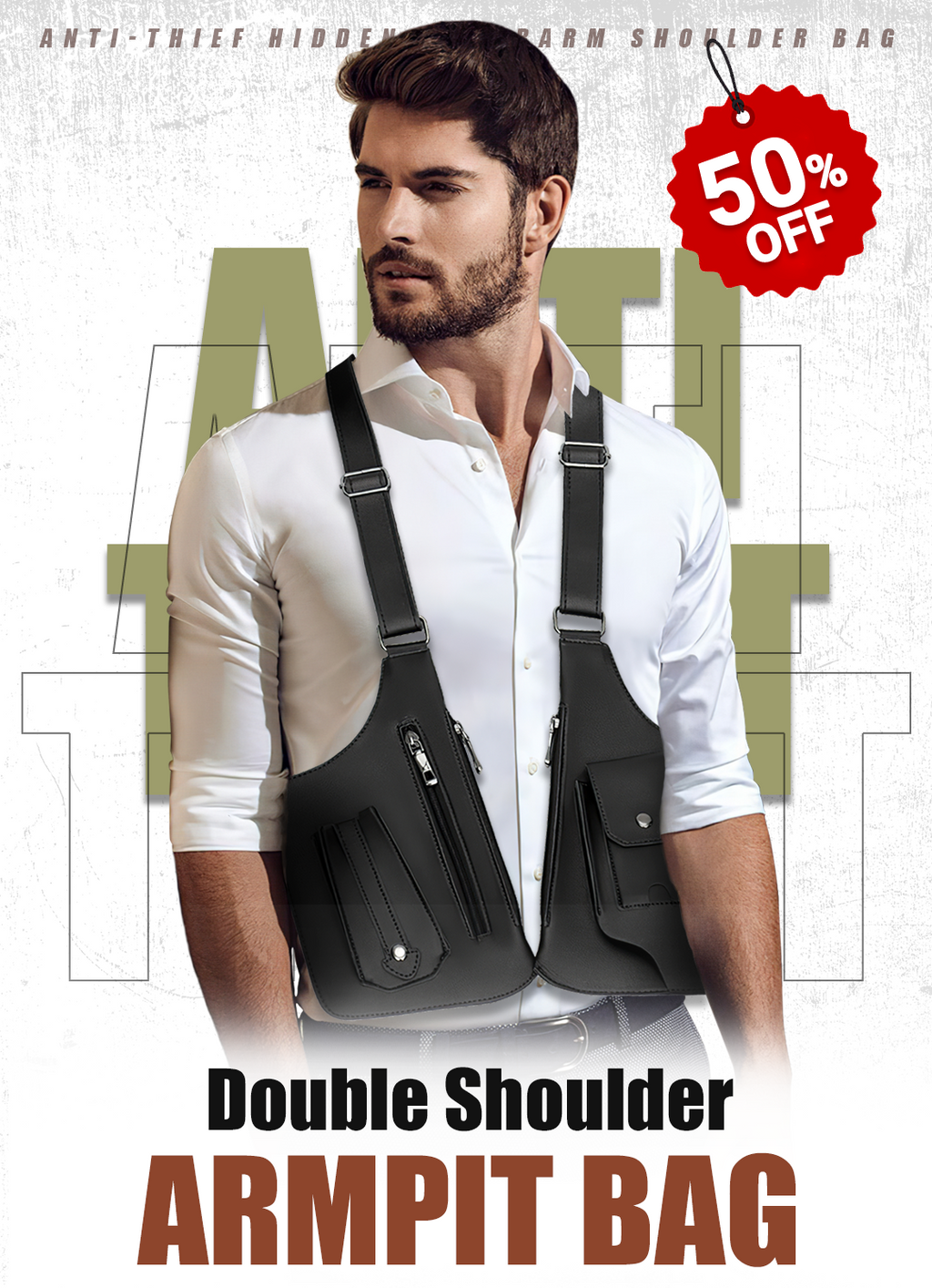 ⏰ Now only 50% off! 🔥Double Shoulder Strap Multi-Pocket Outdoor Anti-Theft Tactical Bag