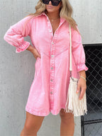 Pre-Sale>>🔥Christmas Sale 49% Off👉2025 New Washed Denim Puff Sleeve Dress (Buy 2 Get 10% OFF)
