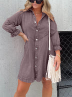 Pre-Sale>>🔥Christmas Sale 49% Off👉2025 New Washed Denim Puff Sleeve Dress (Buy 2 Get 10% OFF)