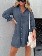 Pre-Sale>>🔥Christmas Sale 49% Off👉2025 New Washed Denim Puff Sleeve Dress (Buy 2 Get 10% OFF)