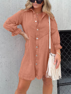 Pre-Sale>>🔥Christmas Sale 49% Off👉2025 New Washed Denim Puff Sleeve Dress (Buy 2 Get 10% OFF)