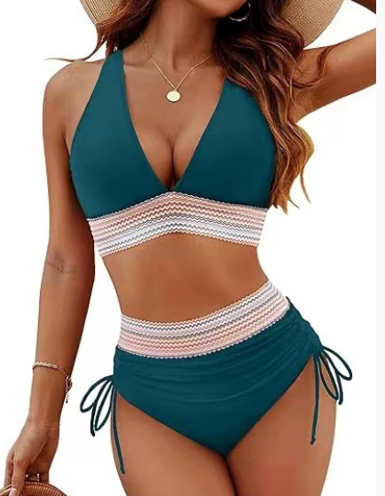 ⏰ Now only 50% off!💥-👙High Waisted Tummy Control Color Block Bikini Sets
