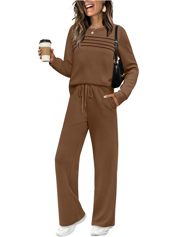 🔥LAST DAY 50% OFF✨Women's Crew Neck Top & Drawstring Pants Set