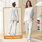 ⏰ Now only 50% off!🔥Round-Neck Long-Sleeved Top ＆ Pants 2-Piece Set | Wrinkle-Free & Breathable |