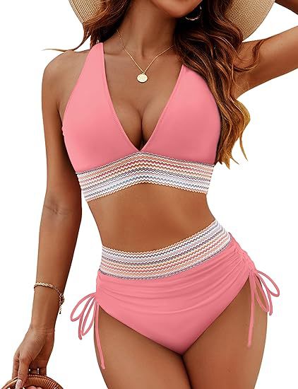 ⏰ Now only 50% off!💥-👙High Waisted Tummy Control Color Block Bikini Sets