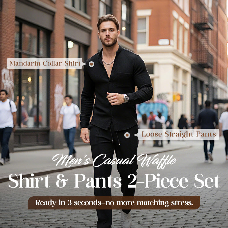 ⏰ Now only 50% off!⏰Men’s Casual Waffle Shirt Pants 2-Piece Set