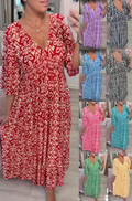 🎉LAST DAY SALE 49% OFF💖Bohemian casual print V-neck waist wrap long dress