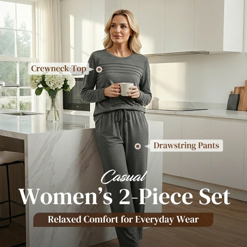 🔥LAST DAY 50% OFF✨Women's Crew Neck Top & Drawstring Pants Set