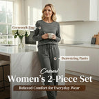 🔥LAST DAY 50% OFF✨Women's Crew Neck Top & Drawstring Pants Set