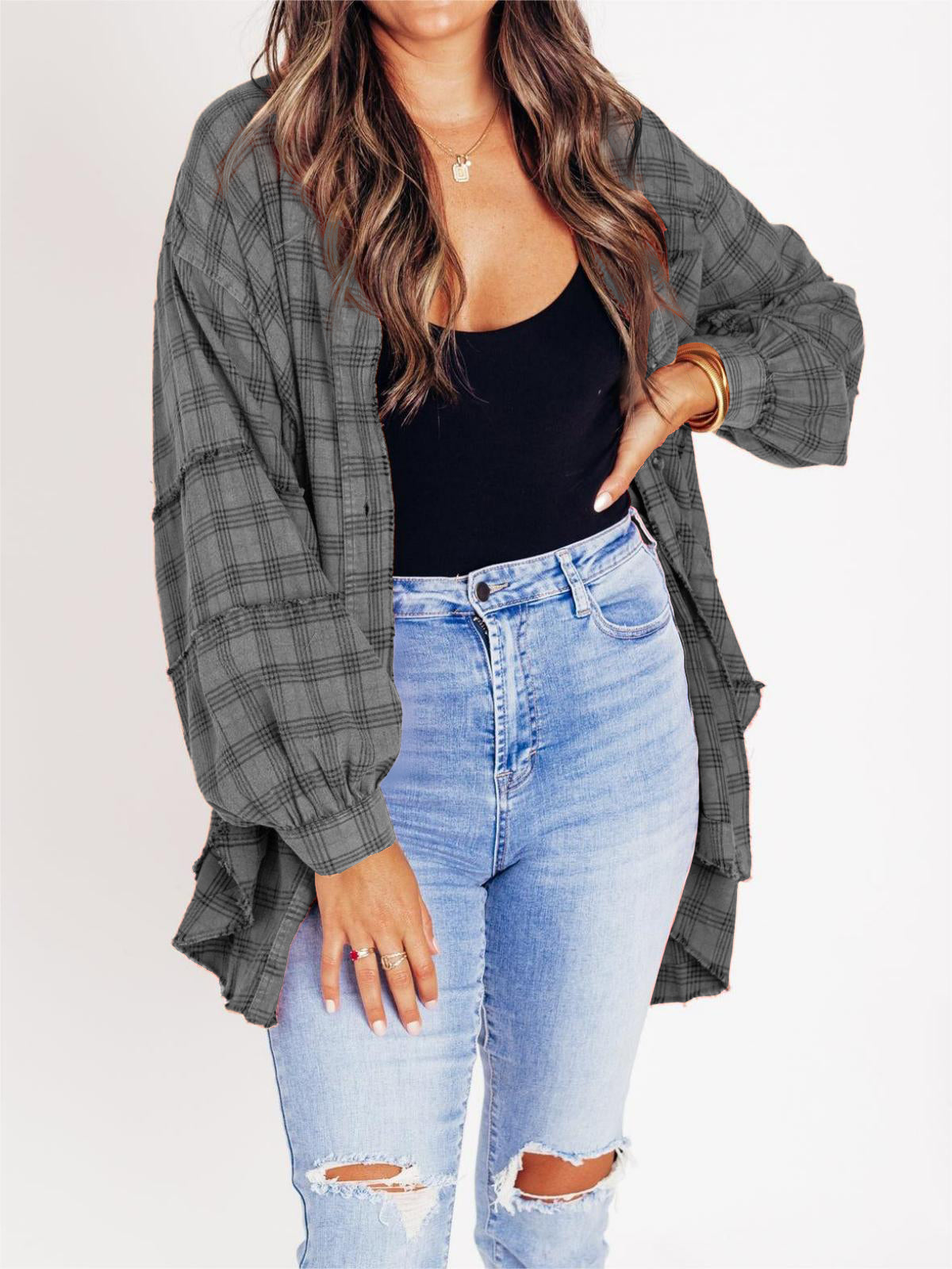 💖LAST DAY SALE 49% OFF🏆Women's Mineral Washed Button Down Plaid Shirt