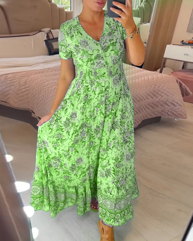💃Hot Sale 50% OFF🔥 Floral Print V-neck Dress