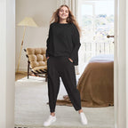 ⏰ Now only 50% off!🔥Round-Neck Long-Sleeved Top ＆ Pants 2-Piece Set | Wrinkle-Free & Breathable |