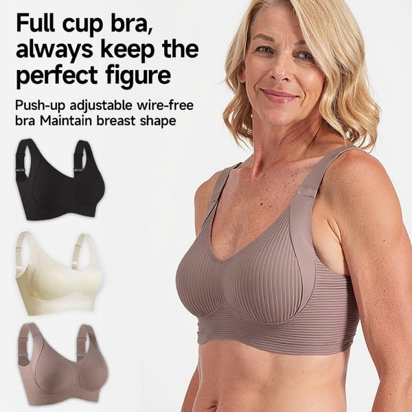 🎁Buy 1 Get 3 Packs💕Women's Ribbed Push Up Adjustable Wireless Bra🌸