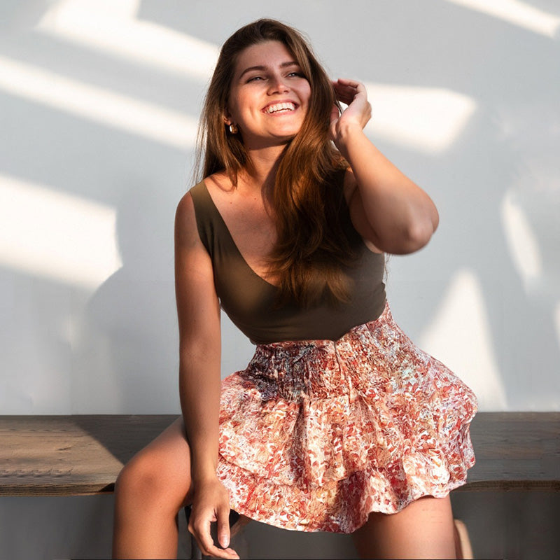 🌸Lightweight Slimming Floral Ruffle Tiered Skirt✨