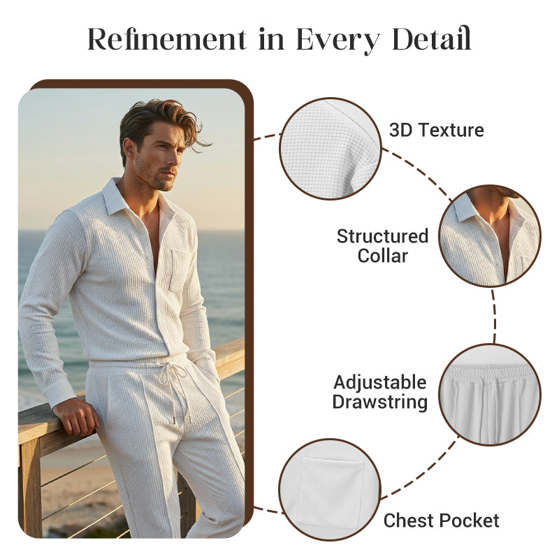 ⏰ Now only 50% off!⏰Men’s Casual Waffle Shirt Pants 2-Piece Set