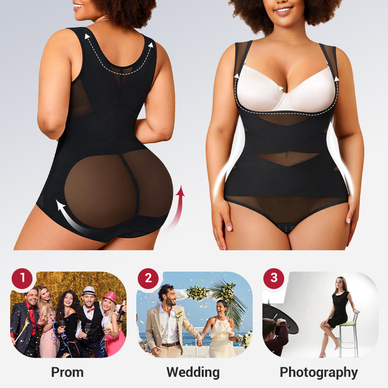 🎉Special Sales - 49% OFF✨3-in-1 Women's Lightweight Mesh Yoga Bodysuit Shaper