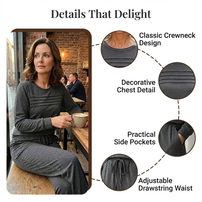 🔥LAST DAY 50% OFF✨Women's Crew Neck Top & Drawstring Pants Set