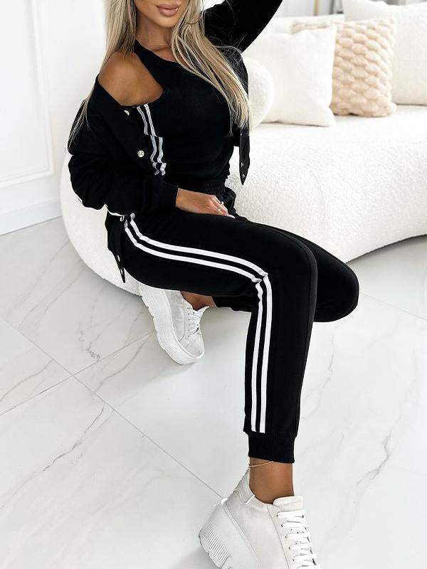 🔥Women's three-piece baseball jacket and pants set
