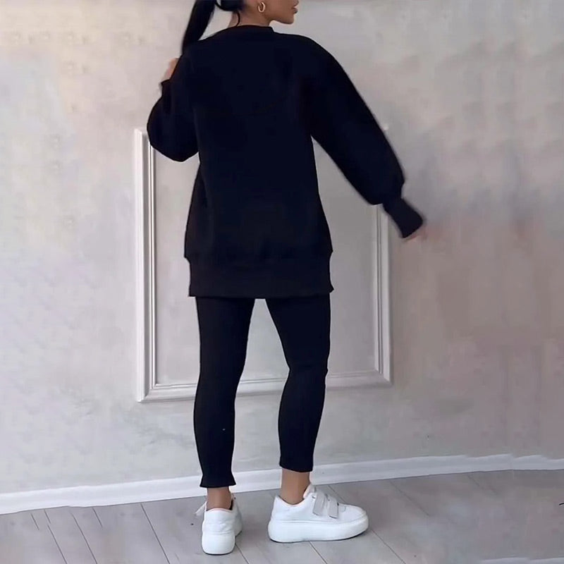 👚 Cozy & Chic: Women’s Casual Sweatshirt & Leggings Set! 🍂🛍️
