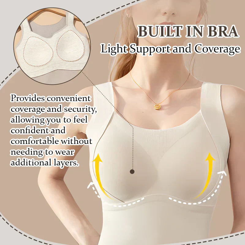 🔥 Cozy & Supported: Thickened Warm Tank Top with Shelf Bra! ❄️👙