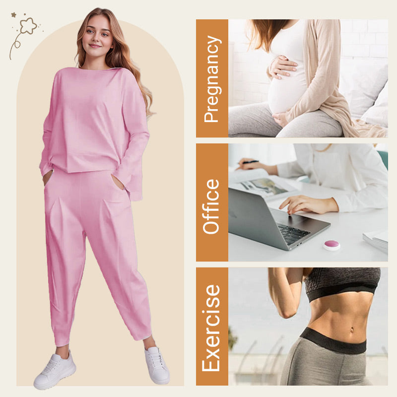 ⏰ Now only 50% off!🔥Round-Neck Long-Sleeved Top ＆ Pants 2-Piece Set | Wrinkle-Free & Breathable |