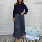 Women's solid color Long Sleeve Jumper & Pleated Bottom Dress