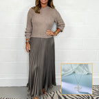 Women's solid color Long Sleeve Jumper & Pleated Bottom Dress