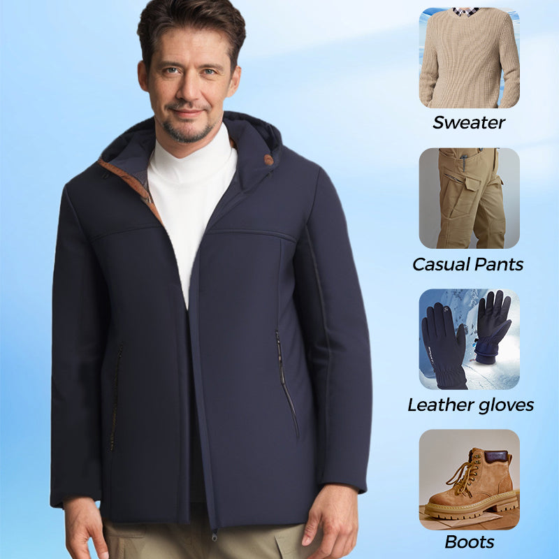 🔥Men’s Thermal Thick Hooded Parka Coat -🧥Windproof, Water-resistant, Maintains body temperature!