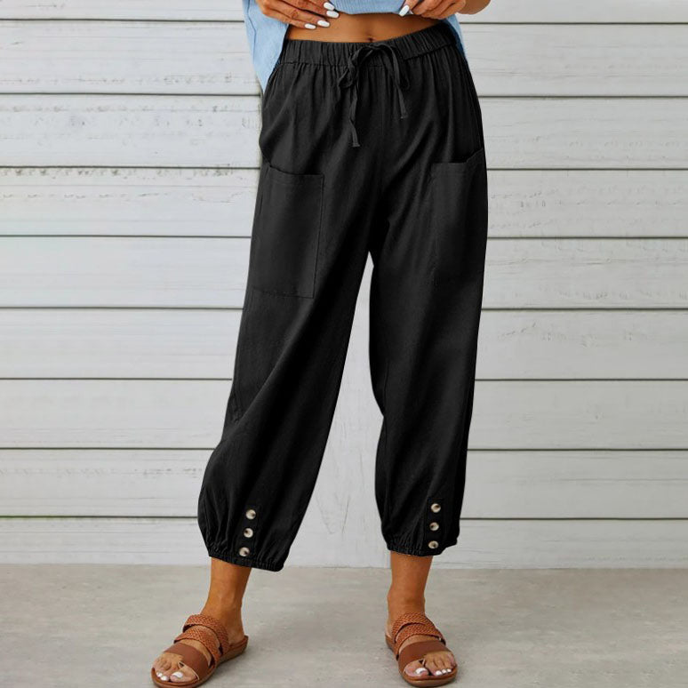 🧵2025 New Women's Summer Cotton Linen Trousers Nine Minute Trousers🍃