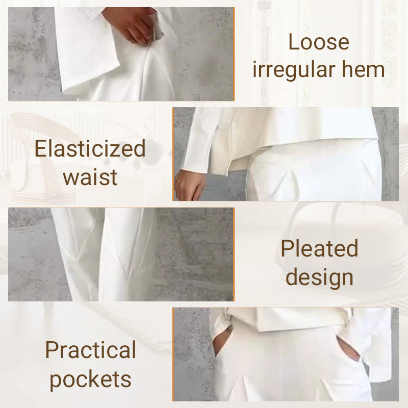 ⏰ Now only 50% off!🔥Round-Neck Long-Sleeved Top ＆ Pants 2-Piece Set | Wrinkle-Free & Breathable |