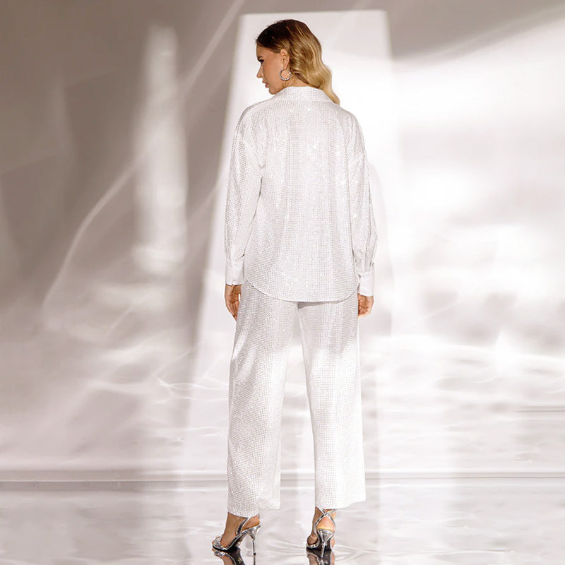 ✨49% OFF✨Sequin blazer and wide trousers for women (3-piece set)