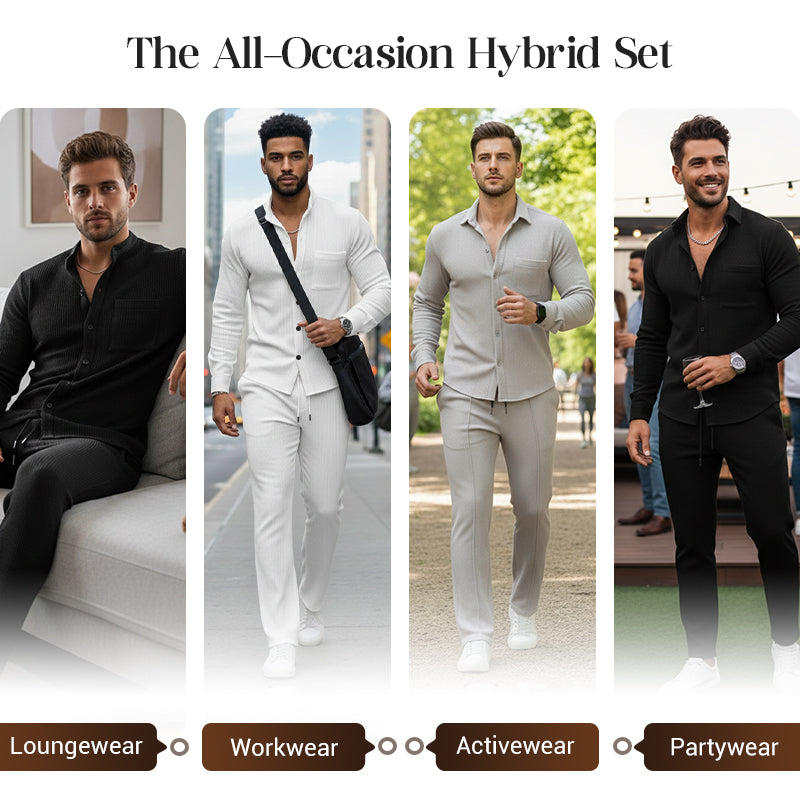 ⏰ Now only 50% off!⏰Men’s Casual Waffle Shirt Pants 2-Piece Set