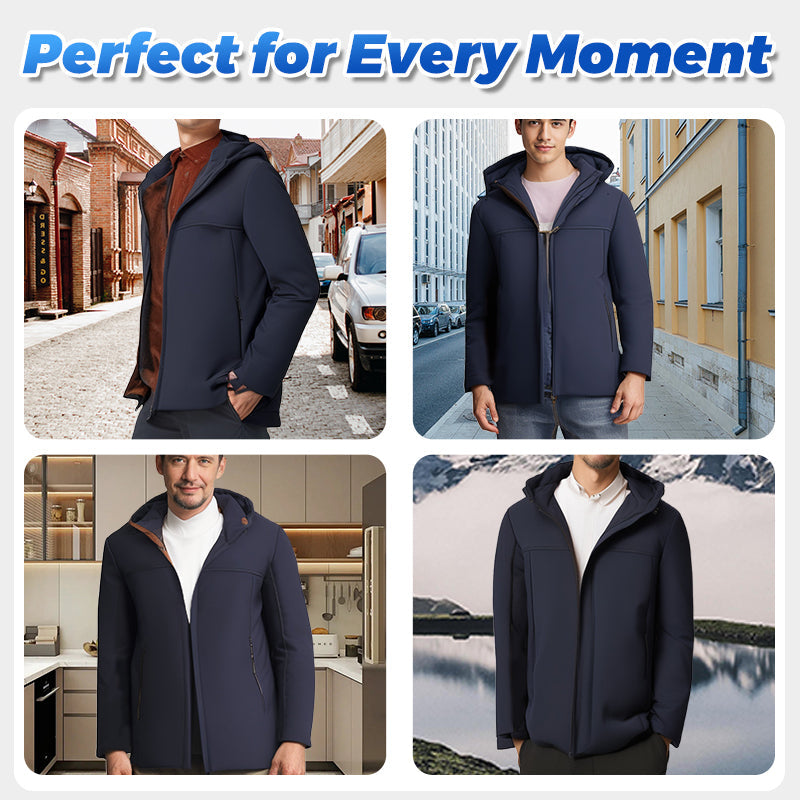 🔥Men’s Thermal Thick Hooded Parka Coat -🧥Windproof, Water-resistant, Maintains body temperature!