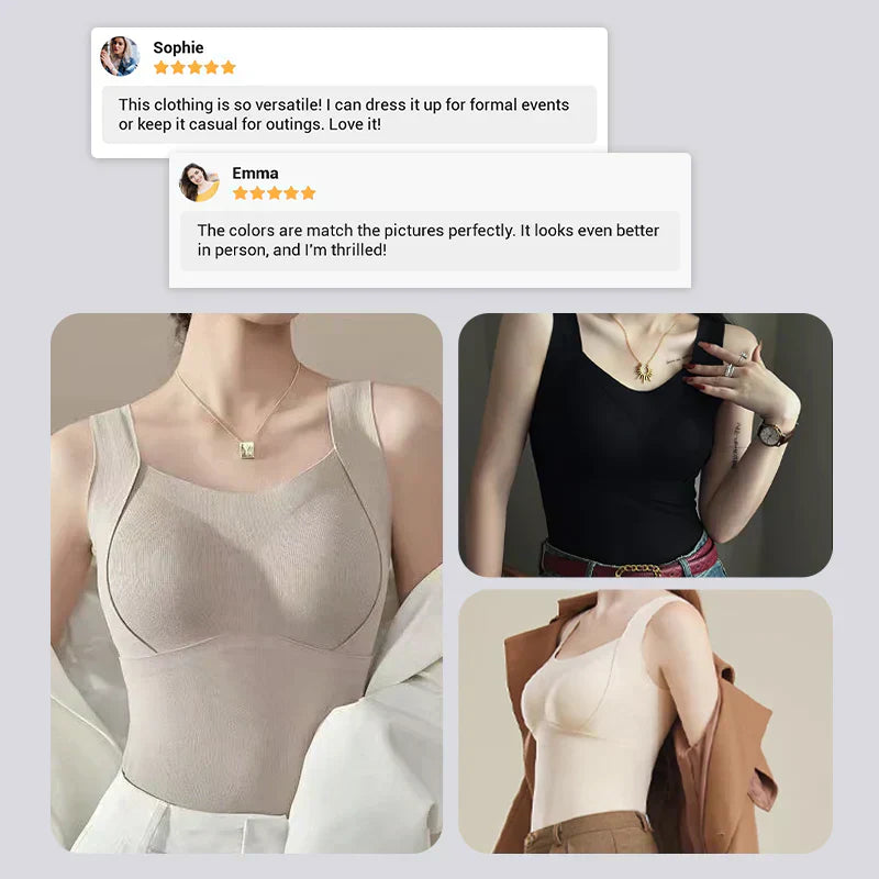 🔥 Cozy & Supported: Thickened Warm Tank Top with Shelf Bra! ❄️👙