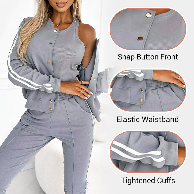 🔥Women's three-piece baseball jacket and pants set