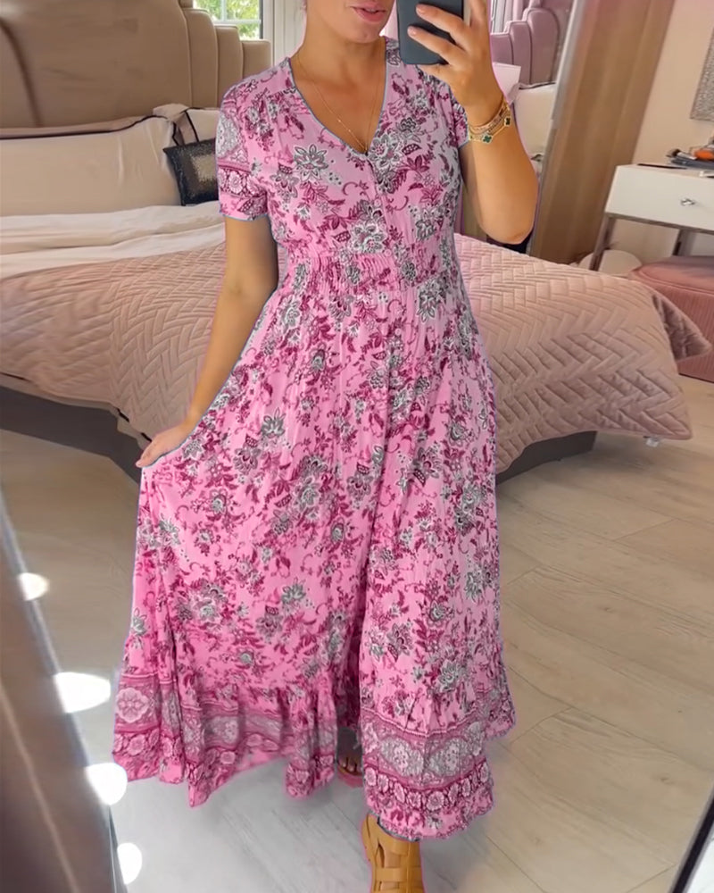 💃Hot Sale 50% OFF🔥 Floral Print V-neck Dress