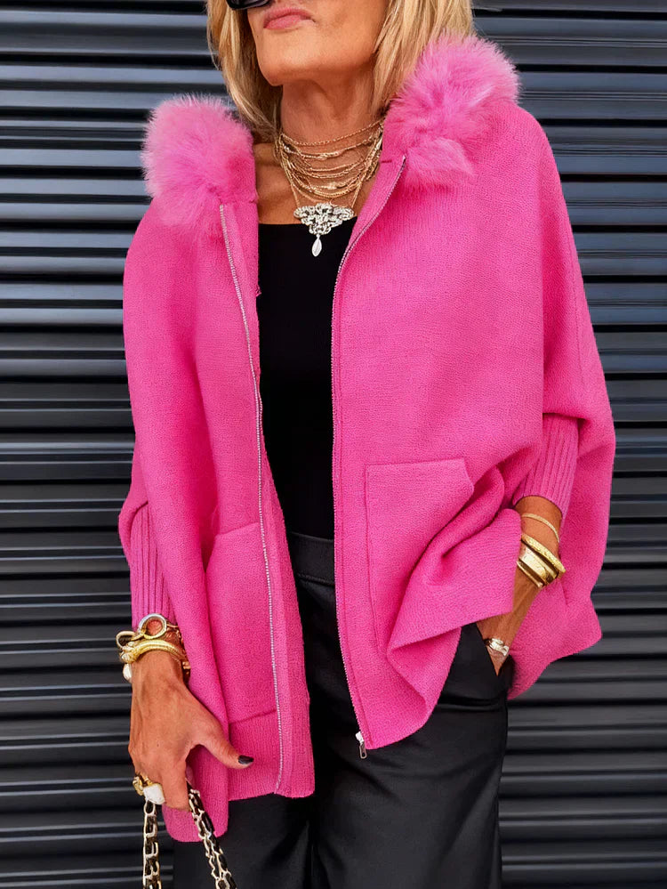 🔥Limited Time Discount 💥Women Fur Collar Solid Color Casual Jacket