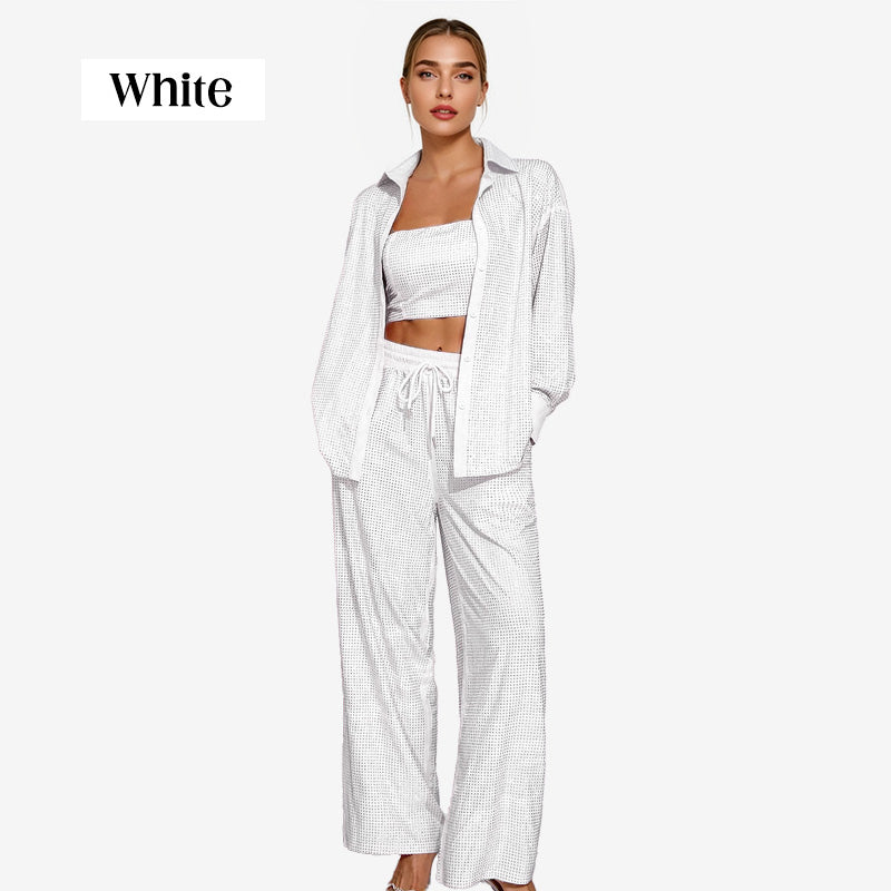 ✨49% OFF✨Sequin blazer and wide trousers for women (3-piece set)