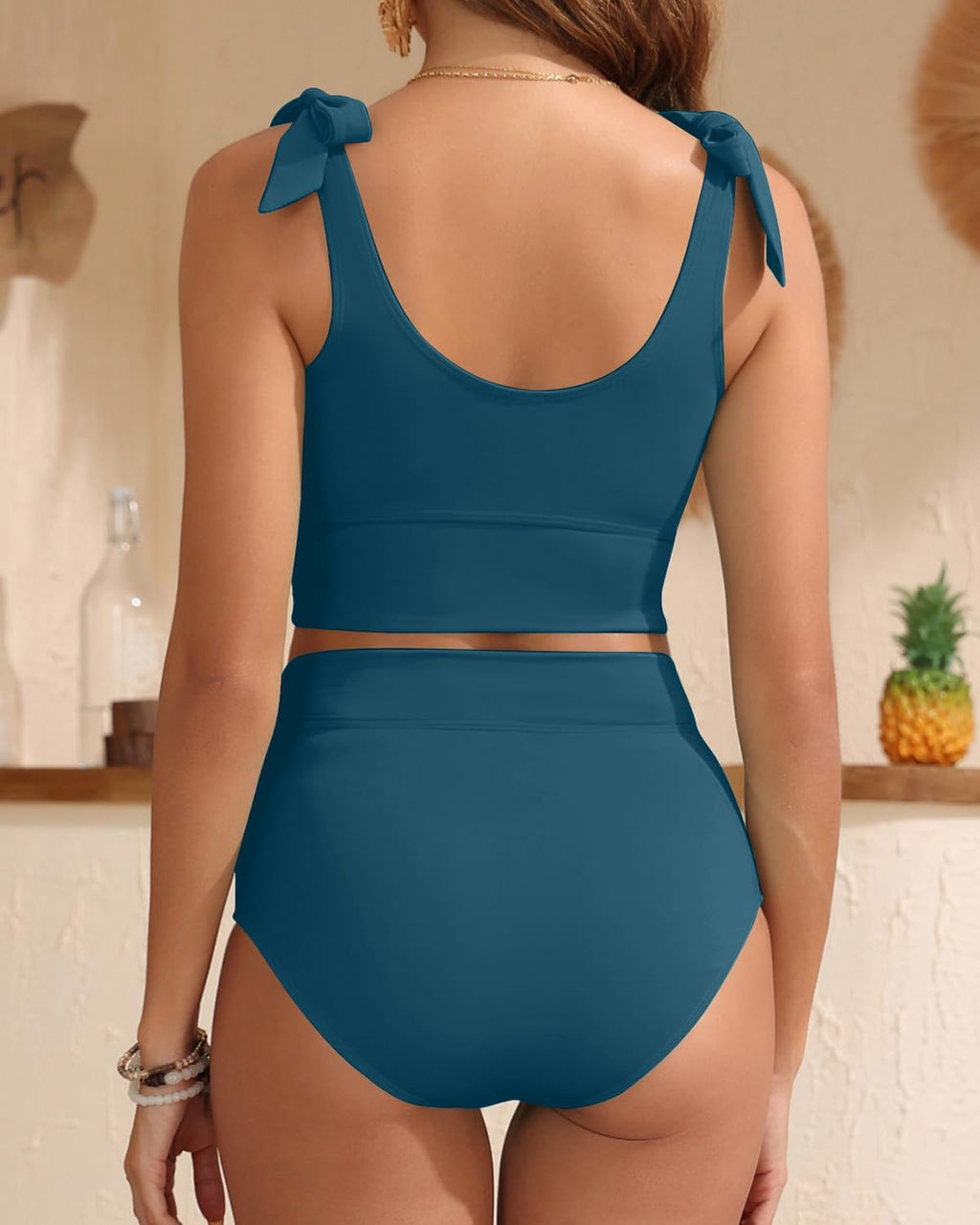 💥Last Day Special Sale 49% OFF🩱Double Tie Shoulder High Waist Tummy Control Bikini Set