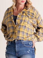 💖LAST DAY SALE 49% OFF🏆Women's Mineral Washed Button Down Plaid Shirt