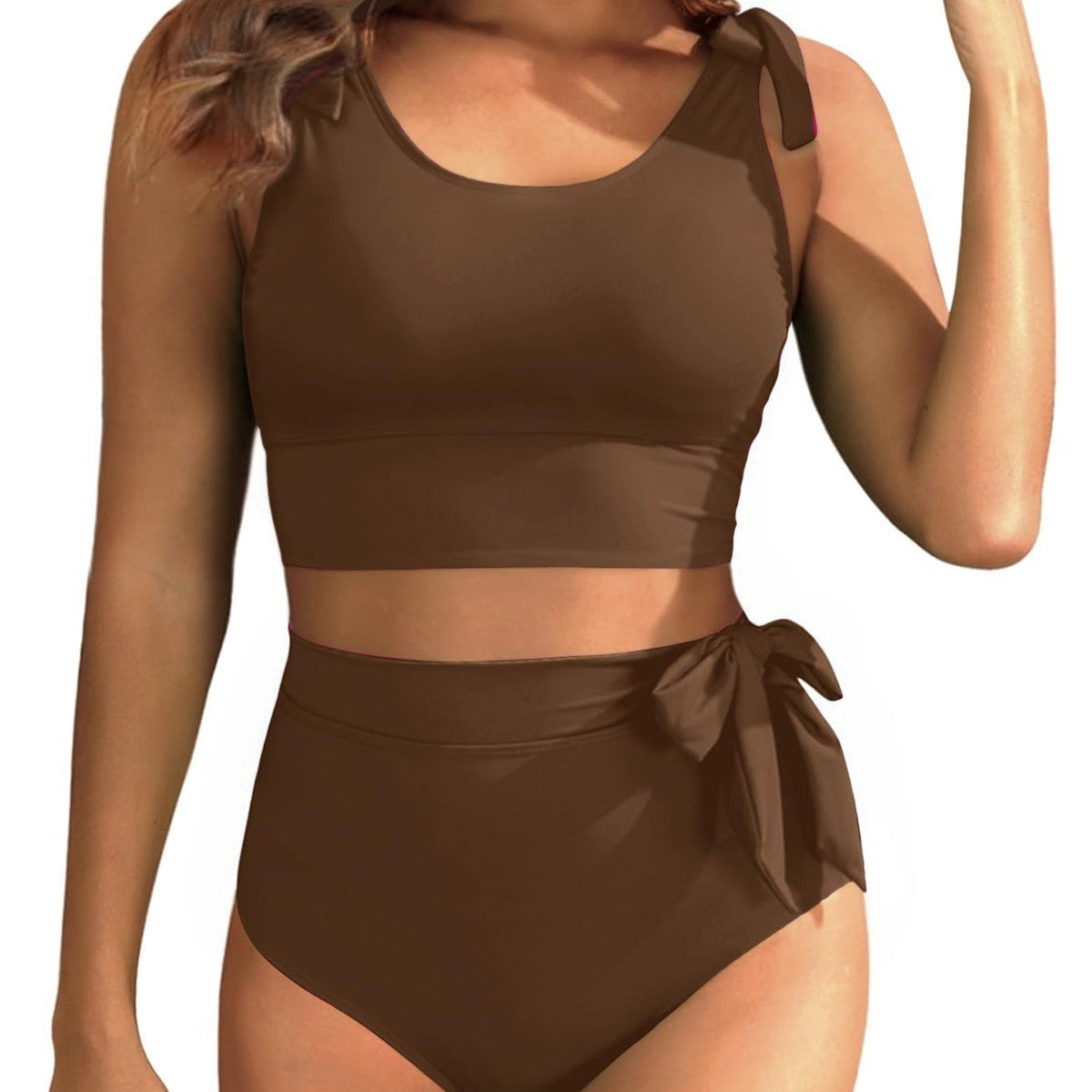 💥Last Day Special Sale 49% OFF🩱Double Tie Shoulder High Waist Tummy Control Bikini Set