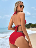 🔥Sexy V-neck Women's Holiday Swimsuit With Wavy Pattern